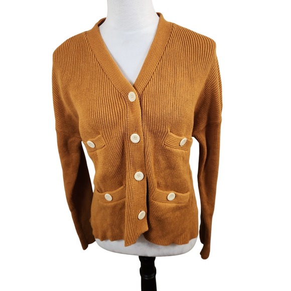 Alex Mill Womens Cardigan Sweater Size M Medium Knit Button Front Cropped Top - Picture 9 of 9